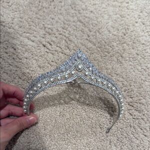 Silver and White Crystal Hair Tiara for Weddings
